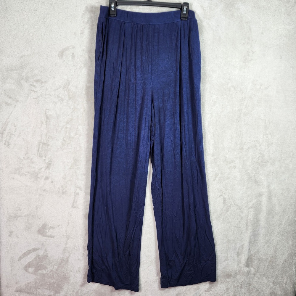 Cuddl Duds Womens Large Oxford Navy Soft Stretch Relaxed Lounge Pant A676564